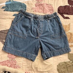 Forever 21 Denim Drawstring Pull On Highwaisted Jean Shorts Size XL Fits Size 10